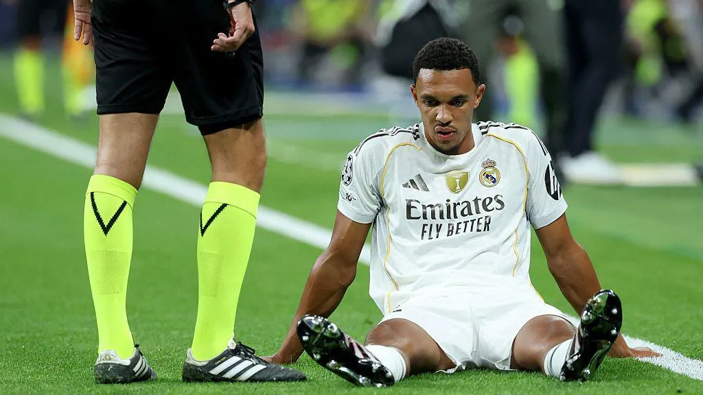 The English defender sustains early blow in the Spanish giants Champions League fixture